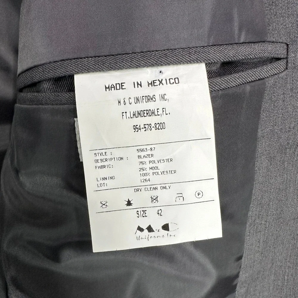 Marcello Sartoria Mens Charcoal Gray Wool Blend Blazer Suit Jacket Size 42 NEW